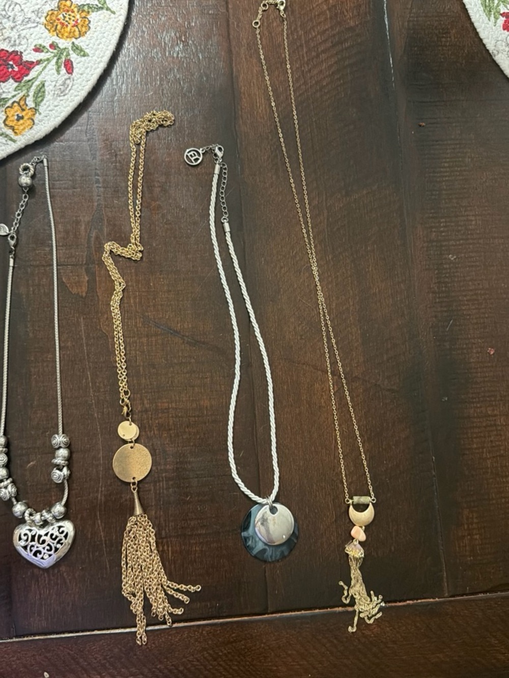 Source Unknown Gold and Silver Tone Layered Pendant Necklaces